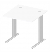 Schreibtisch Basic M MULTI M, 74cm (H), 80x80cm (BxT), quadratisch, wei&szlig; / silber