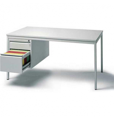 Schreibtischkombination BASE L, 72cm (H), 200x80cm (BxT), rechteckig, lichtgrau / lichtgrau