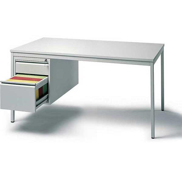 4251635699602 - Schreibtischkombination BASE L 256476 72cm (H) 200x80cm (BxT) rechteckig lichtgrau   lichtgrau 4251635699602 Deskin
