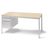 Schreibtischkombination BASE L, 72cm (H), 160x80cm (BxT), rechteckig, ahorn / lichtgrau