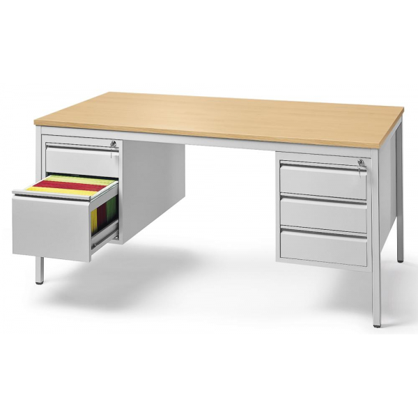 4251635699640 - Schreibtischkombination 273976 72cm (H) 1600mmx800mm (BxT) rechteckig   Lichtgrau RAL 7035 4251635699640 DESKIN