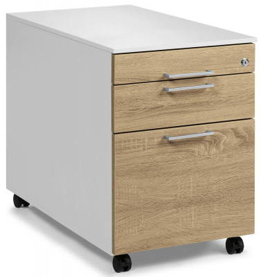 Rollcontainer 290526, wildeiche, 3 Schubladen, Holz, abschlie&szlig;bar