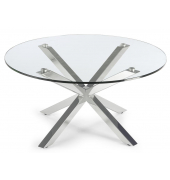 Beistelltisch, 40cm (H), 82x82cm (BxT), rund, transparent / chrom