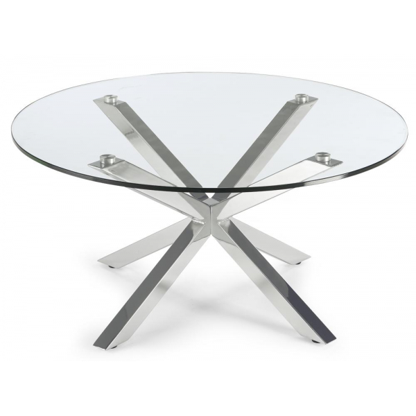 4251747700913 - Beistelltisch 40cm (H) 82x82cm (BxT) rund transparent   chrom 4251747700913 Deskin