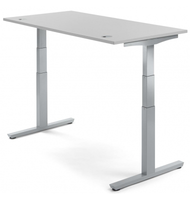 Sitz-Steh-Schreibtisch Comfort MULTI M pro, elektrisch h&ouml;henverstellbar, 65-130cm (H), 180x80cm (BxT), rechteckig, lichtgrau / s