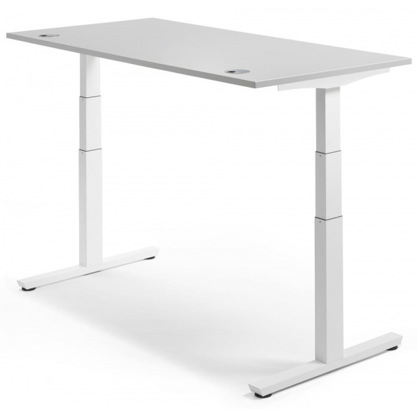 4251747704386 - Sitz-Steh-Schreibtisch 288567 elektrisch höhenverstellbar  1200mmx800mm (BxT) rechteckig lichtgrau   Weiß RAL 9016 425174770