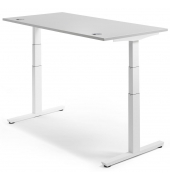 Sitz-Steh-Schreibtisch MULTI M pro, elektrisch höhenverstellbar, 65-130cm (H), 160x80cm (BxT), rechteckig, lichtgrau / weiß