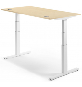 Sitz-Steh-Schreibtisch MULTI M pro, elektrisch höhenverstellbar, 65-130cm (H), 160x80cm (BxT), rechteckig, ahorn / weiß