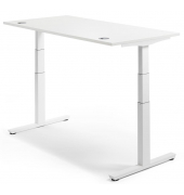 Sitz-Steh-Schreibtisch MULTI M pro, elektrisch höhenverstellbar, 65-130cm (H), 160x80cm (BxT), rechteckig, weiß / weiß