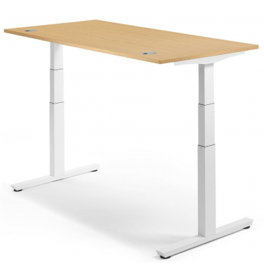 Sitz-Steh-Schreibtisch MULTI M pro, elektrisch höhenverstellbar, 65-130cm (H), 180x80cm (BxT), rechteckig, buche / weiß
