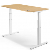 Sitz-Steh-Schreibtisch MULTI M pro, elektrisch höhenverstellbar, 65-130cm (H), 200x80cm (BxT), rechteckig, buche / weiß