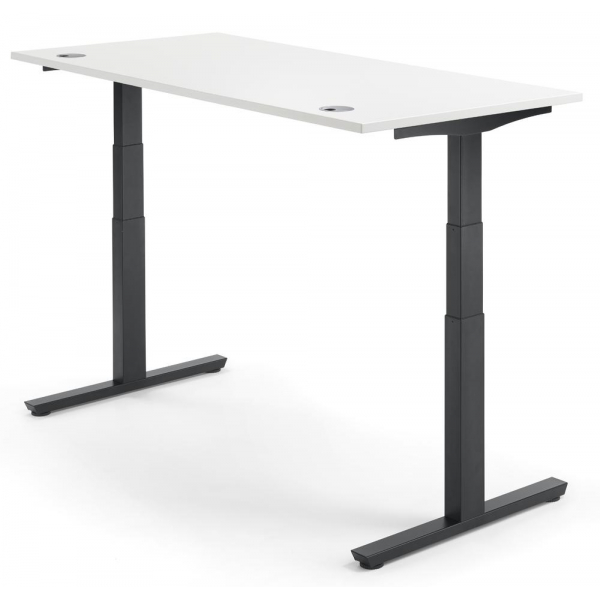 4251747704812 - Sitz-Steh-Schreibtisch 288722 elektrisch höhenverstellbar  1200mmx800mm (BxT) rechteckig weiß   Schwarz RAL 9005 42517477048