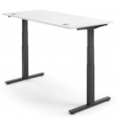 Sitz-Steh-Schreibtisch MULTI M pro, elektrisch höhenverstellbar, 65-130cm (H), 160x80cm (BxT), rechteckig, weiß / schwarz