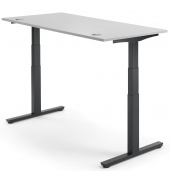 Sitz-Steh-Schreibtisch MULTI M pro, elektrisch höhenverstellbar, 65-130cm (H), 180x80cm (BxT), rechteckig, lichtgrau / schwarz