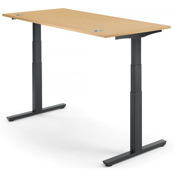 4251747705031 - Sitz-Steh-Schreibtisch 288744 elektrisch höhenverstellbar  1800mmx800mm (BxT) rechteckig buche   Schwarz RAL 9005 4251747705