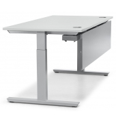 Schreibtisch T-Fu&szlig; MULTI M pro, manuell h&ouml;henverstellbar, 65-85cm (H), 80x80cm (BxT), quadratisch, lichtgrau / silber