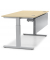 Schreibtisch T-Fu&szlig; MULTI M pro, manuell h&ouml;henverstellbar, 65-85cm (H), 80x80cm (BxT), quadratisch, ahorn / silber