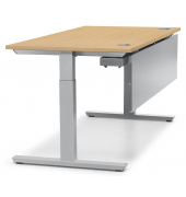 Schreibtisch T-Fu&szlig; MULTI M pro, manuell h&ouml;henverstellbar, 65-85cm (H), 120x80cm (BxT), rechteckig, buche / silber