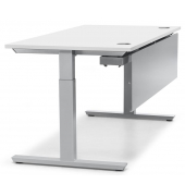 Schreibtisch T-Fu&szlig; MULTI M pro, manuell h&ouml;henverstellbar, 65-85cm (H), 120x80cm (BxT), rechteckig, wei&szlig; / silber