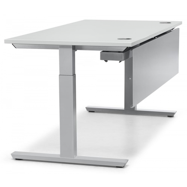 4251747705420 - Schreibtisch 288495 manuell höhenverstellbar  1800mmx800mm (BxT) rechteckig lichtgrau   Alusilber RAL 9006 4251747705420 DES
