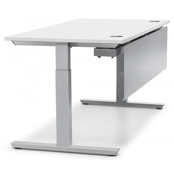 4251747705451 - Schreibtisch T-Fuß MULTI M 288498 manuell höhenverstellbar 65-85cm (H) 180x80cm (BxT) rechteckig weiß   silber 425174770545