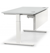 Schreibtisch T-Fuß MULTI M, manuell höhenverstellbar, 65-85cm (H), 80x80cm (BxT), quadratisch, lichtgrau / weiß