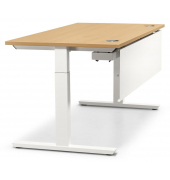 Schreibtisch T-Fuß MULTI M, manuell höhenverstellbar, 65-85cm (H), 80x80cm (BxT), quadratisch, buche / weiß
