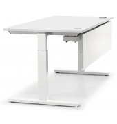 Schreibtisch T-Fuß MULTI M, manuell höhenverstellbar, 65-85cm (H), 80x80cm (BxT), quadratisch, weiß / weiß
