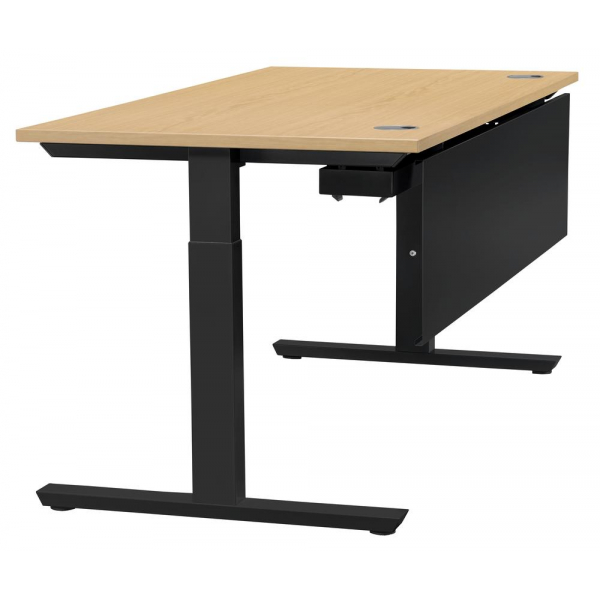4251747705987 - Schreibtisch T-Fuß MULTI M 288760 manuell höhenverstellbar 65-85cm (H) 80x80cm (BxT) quadratisch buche   schwarz 4251747705