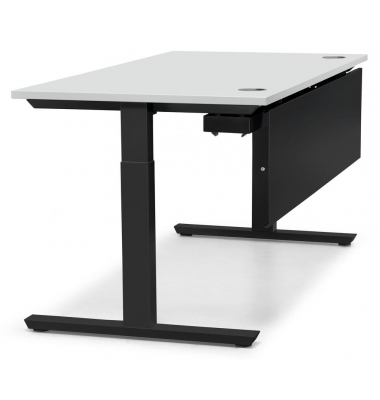 Schreibtisch T-Fuß MULTI M, manuell höhenverstellbar, 65-85cm (H), 120x80cm (BxT), rechteckig, lichtgrau / schwarz Schreibtisch T-Fuß MULTI M, manuell höhenverstellbar, 65-85cm (H), 120x80cm (BxT), rechteckig, lichtgrau / schwarz