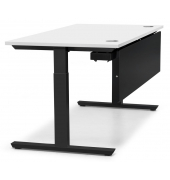 Schreibtisch T-Fu&szlig; MULTI M pro, manuell h&ouml;henverstellbar, 65-85cm (H), 120x80cm (BxT), rechteckig, wei&szlig; / schwarz
