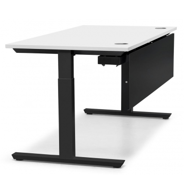 Schreibtisch T-Fuß MULTI M, manuell höhenverstellbar, 65-85cm (H), 120x80cm (BxT), rechteckig, weiß / schwarz Schreibtisch T-Fuß MULTI M, manuell höhenverstellbar, 65-85cm (H), 120x80cm (BxT), rechteckig, weiß / schwarz