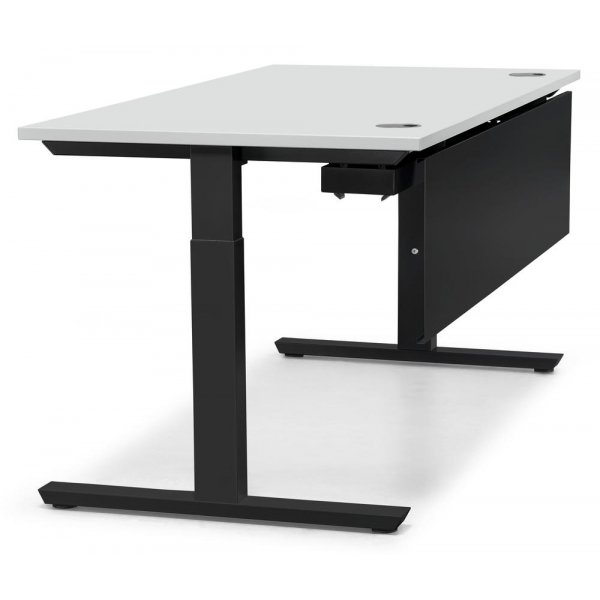 4251747706298 - Schreibtisch 288791 manuell höhenverstellbar  1600mmx800mm (BxT) rechteckig lichtgrau   Schwarz RAL 9005 4251747706298 DESKI