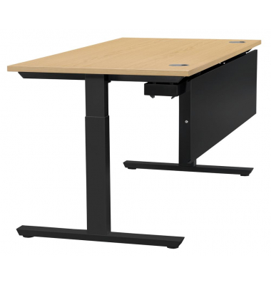 Schreibtisch T-Fu&szlig; MULTI M pro, manuell h&ouml;henverstellbar, 65-85cm (H), 200x80cm (BxT), rechteckig, buche / schwarz
