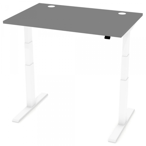 4251747709619 - Sitz-Steh-Schreibtisch 283036 elektrisch höhenverstellbar  1200mmx800mm (BxT) rechteckig anthrazit   Weiß RAL 9016 425174770