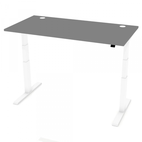 4251747709626 - Sitz-Steh-Schreibtisch 283037 elektrisch höhenverstellbar  1600mmx800mm (BxT) rechteckig anthrazit   Weiß RAL 9016 425174770