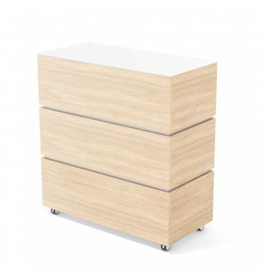 Empfamgstheke LITTLE PEARL eiche hell mit Rollen 106x50,5cm 