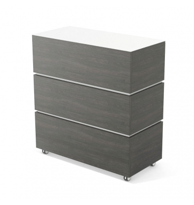 Empfangstheke LITTLE PEARL eiche dunkel wei&szlig; mit Rollen 106x50,5cm 