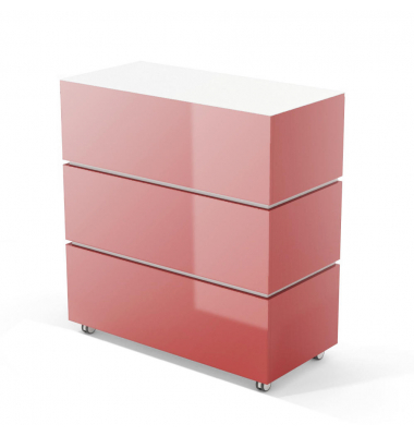 Empfamgstheke LITTLE PEARL rot wei&szlig; mit Rollen 106x50,5cm 