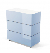 Empfangstheke LITTLE PEARL hellblau wei&szlig; mit Rollen 106x50,5cm 
