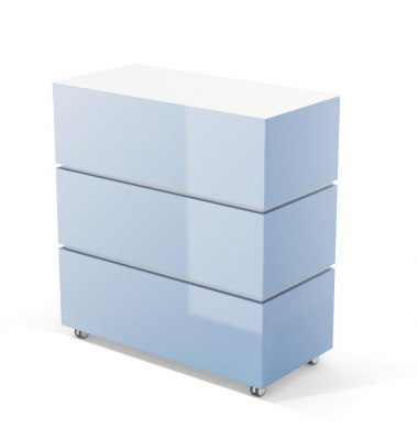 Empfangstheke LITTLE PEARL hellblau wei&szlig; mit Rollen 106x50,5cm 