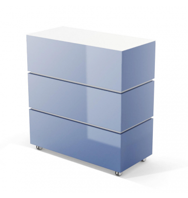 Empfangstheke LITTLE PEARL blau wei&szlig; mit Rollen 106x50,5cm 