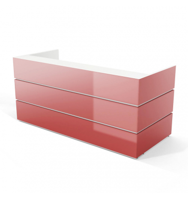 Empfangstheke PEARL rot wei&szlig; 240x105cm 