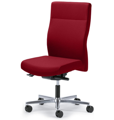 Bürodrehstuhl D001, rot / silber, bis 110kg, ohne Kopfstütze