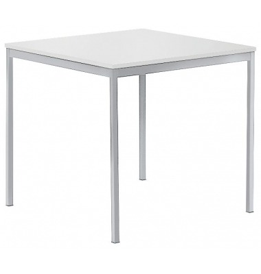 Besprechungstisch Deskin-Line, 72cm (H), 80x80cm (BxT), 4 Personen, quadratisch, wei&szlig; / silber