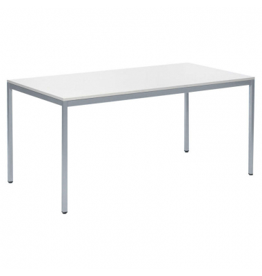 Besprechungstisch Deskin-Line, 72cm (H), 200x80cm (BxT), 8 Personen, rechteckig, wei&szlig; / silber