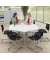Besprechungstisch 289451, 72cm (H), 160x69cm (BxT), 3 Personen, Trapezform, weiß / silber