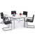 Besprechungstisch Deskin-Line, 72cm (H), 160x69cm (BxT), 3 Personen, Trapezform, wei&szlig; / silber