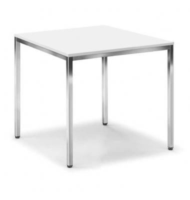 Besprechungstisch Deskin-Line, 72cm (H), 80x80cm (BxT), 4 Personen, quadratisch, wei&szlig; / chrom