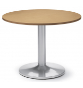 Konferenztisch MODUL, 73,5cm (H), 100x100cm (BxT), 5 Personen, rund, nussbaum / silber